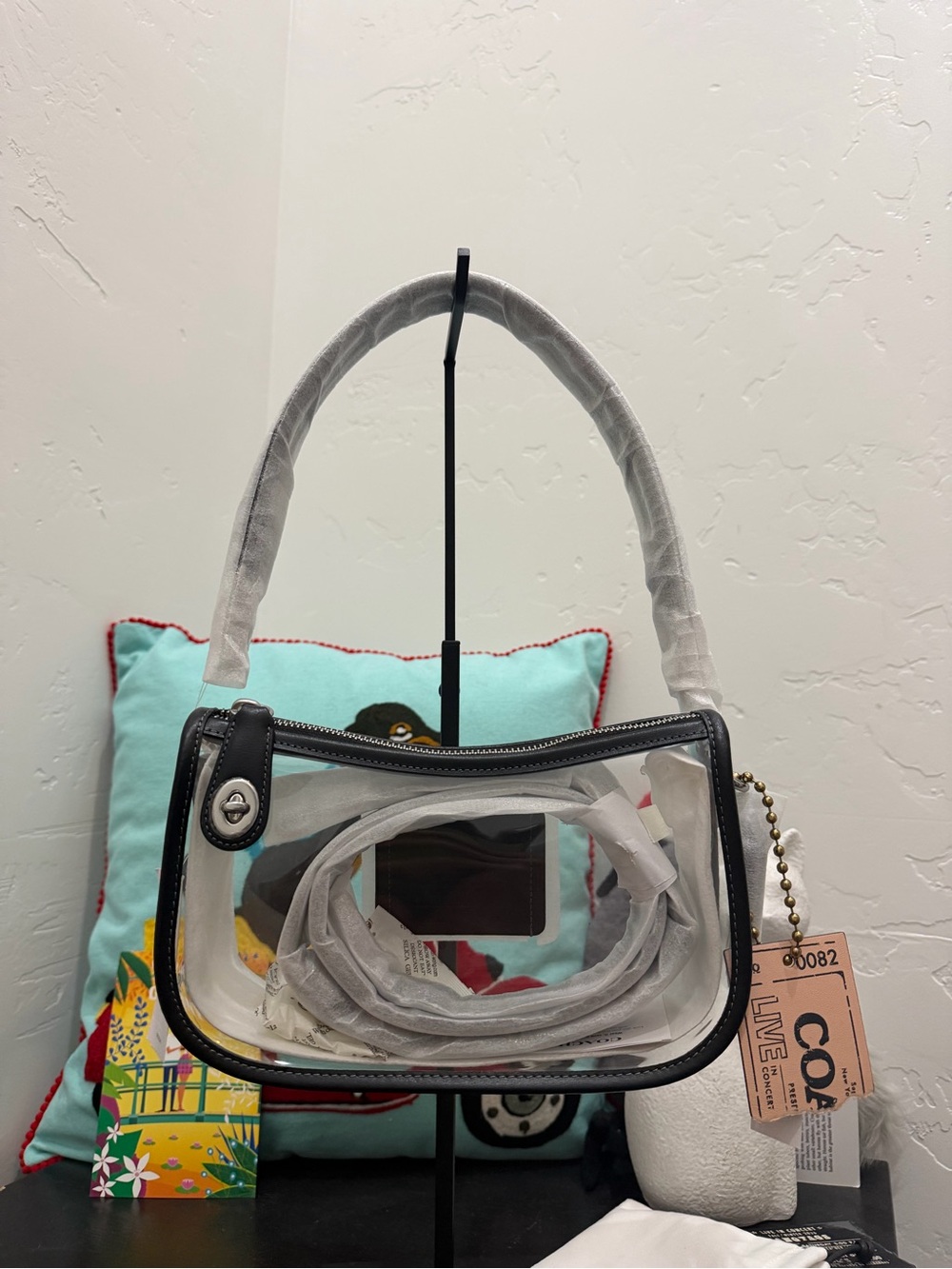 Coach Swinger Clear PVC Swinger with Concert Tag